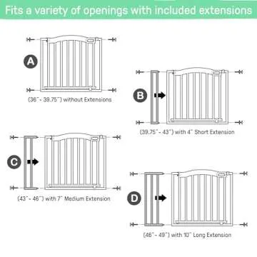 Summer Decorative Wood & Metal Pet and Baby Gate, 36" - 60" Wide, 32" Tall, Pressure Mounted, Install Wall to Wall or Doorway, Walk-Through Safety Gate - Gray