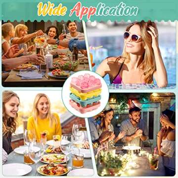 Censen 4 Pcs Silicone Rose Ice Cube Mold 3D Rose Mold with Covers Easy Release Rose Cube Tray Form Large Flower Shaped Ice Ball Maker for Juice(9 Cavity,Pink, Green, Yellow)