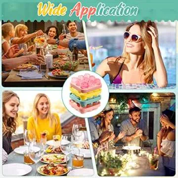 Censen 4 Pcs Silicone Rose Ice Cube Mold 3D Rose Mold with Covers Easy Release Rose Cube Tray Form Large Flower Shaped Ice Ball Maker for Juice(9 Cavity,Pink, Green, Yellow)