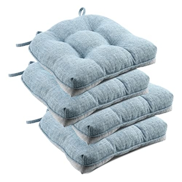 downluxe Indoor Chair Cushions for Dining Chairs, Tufted Overstuffed Textured Memory Foam Kitchen Ch...