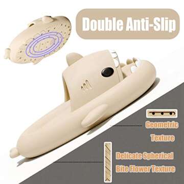Shark Slides Adult Women Men Kids Shark Slippers, Cloud Shark Slides Summer Beach Sandals Pillow Hou...