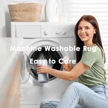 VK VK·LIVING Machine Washable Rug 6'x9' Vintage Design Washable Area Rugs with Non Slip Rugs for Living Room Bedroom Traditional Woven Rug Carpet Stain Resistant,Home Decor Office Boho Rug,Blue&Orange