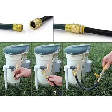 Winterize RV, Motorhome, Camper, Sprinkler, Faucets, Outdoor Plumbing: Air Compressor Quick-Connect Plug to Male Garden Hose Faucet Blowout with Female-to-Female Adapter, 20" Long, Lead-Free