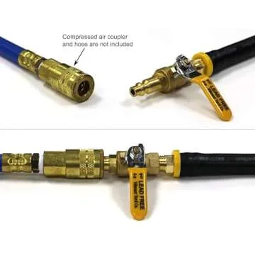 Winterize RV, Motorhome, Camper, Sprinkler, Faucets, Outdoor Plumbing: Air Compressor Quick-Connect Plug to Male Garden Hose Faucet Blowout with Female-to-Female Adapter, 20" Long, Lead-Free