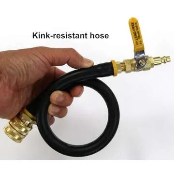 Winterize RV, Motorhome, Camper, Sprinkler, Faucets, Outdoor Plumbing: Air Compressor Quick-Connect Plug to Male Garden Hose Faucet Blowout with Female-to-Female Adapter, 20" Long, Lead-Free