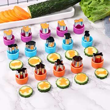 30pcs Vegetable Cutter Shapes Set, Mini Pie, Fruit and Cookie Stamps Mold, Cookie Cutter Decorative Food for Kids Baking and Food Supplement Tools Accessories Crafts for Kitchen