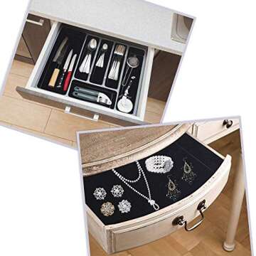 Self Adhesive Felt Fabric, Soft Velvet Drawer Liner, DIY Velvet Fabric for Art & Crafts, Jewelry Box Felt Liner, Solid Color Felt Wallpaper(15.8" x 158", Black)