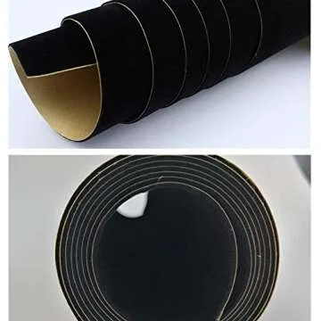 Self Adhesive Felt Fabric, Soft Velvet Drawer Liner, DIY Velvet Fabric for Art & Crafts, Jewelry Box Felt Liner, Solid Color Felt Wallpaper(15.8" x 158", Black)