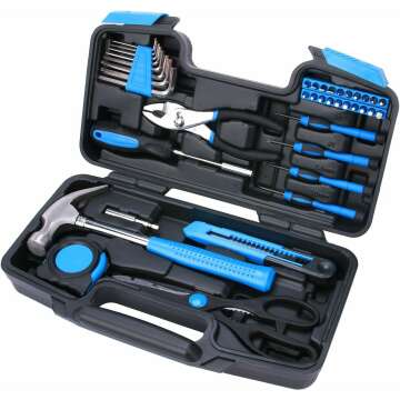 EFFICERE 40-Piece All Purpose Household Tool Kit – Essential for Home, Garage & More