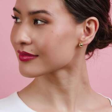 Elegant 18k Gold Plated Silver Ball Stud Earrings for Women