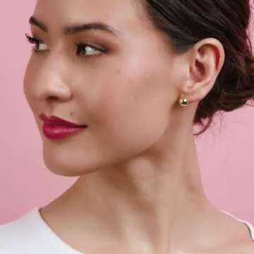 Elegant 18k Gold Plated Silver Ball Stud Earrings for Women