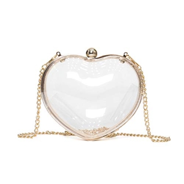 Flada Women's Clear Heart Shape Clutch Evening Handbag Purse Transparent Acrylic Crossbody Bag
