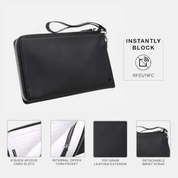 SLNT RFID Blocking Leather Clutch - Stylish & Secure