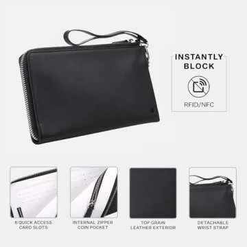 SLNT RFID Blocking Leather Clutch - Stylish & Secure