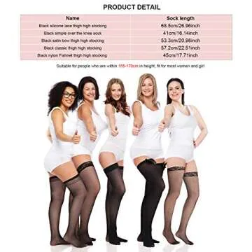 SATINIOR Silk Thigh High Stocking for Women Lace Silicone Socks Satin Bow Top Stocking (Black)