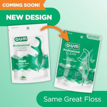 GUM Professional Clean Floss Picks - Extra Strong Shred-Resistant Floss, Easy Grip Handle - Dental F...