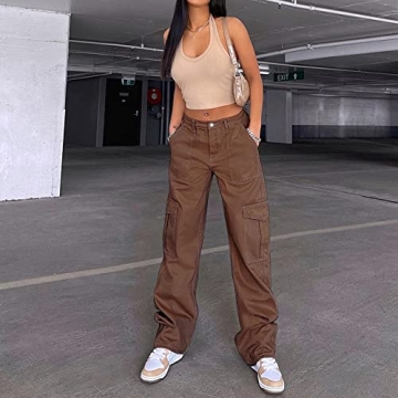Trendy Y2K Low Waist Cargo Baggy Pants with Pockets