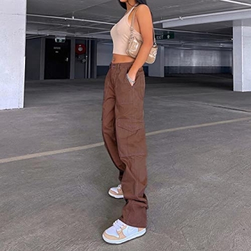 Trendy Y2K Low Waist Cargo Baggy Pants with Pockets