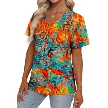 Alaroo Hawaiian V Neck T-Shirts for Women - Floral Design