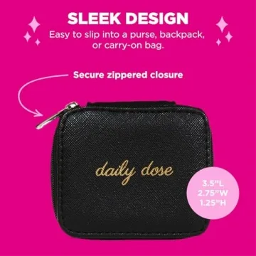Miamica Zippered Daily Dose Pill Organizer - Stylish & Compact