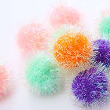 Osvela Cat Ball Toy Cat Toy Pom Pom Sparkle Fuzzy Balls 2 Inches Interactive Cat Toy Assorted Color 12 Pack