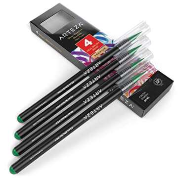 Arteza Real Brush Pens, A145 Fresh Green, Pack of 4, Watercolor Pens with Nylon Brush Tips, Art Supplies for Dry-Brush Painting, Sketching, Coloring & Calligraphy