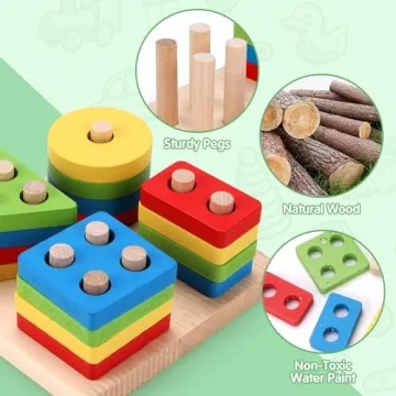 Qizebaby Montessori Toy Set 6PCS for 2-6 Year Olds