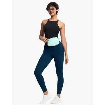 THE GYM PEOPLE Tummy Control Workout Leggings with Pockets High Waist Athletic Yoga Pants for Women Running, Fitness Dark Blue Green
