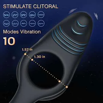 Vibrating Cock Ring with Clitoral Vibrator, 10 Modes
