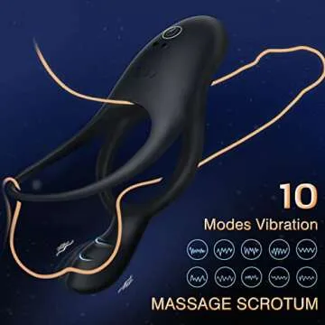 Vibrating Cock Ring with Clitoral Vibrator, 10 Modes