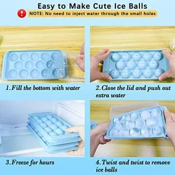 Kitoulea Small Round Ice Cube Tray with Lid for Freezer BPA-Free Ice Ball Maker Mold Easy Release Circle Ice Cube Trays 1.5in X 28PCS Sphere Ice Cubes for Cocktail, Whiskey, Coffee