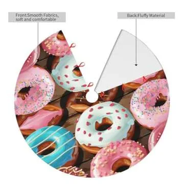 Christmas Tree Skirt 48" Soft Xmas Tree Skirt Mats Plush Christmas Decorations Donuts Xmas Tree Cover Skirts Base Mat for Holiday Christmas Indoor Outdoor Party Decor