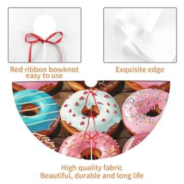 Christmas Tree Skirt 48" Soft Xmas Tree Skirt Mats Plush Christmas Decorations Donuts Xmas Tree Cover Skirts Base Mat for Holiday Christmas Indoor Outdoor Party Decor