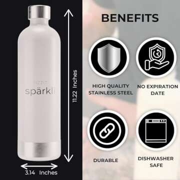 Fizzit Spärklï Carbonated Water Soda Maker with Stainless Steel Bottle Included,Dishwasher Safe (White Stainless Bottle)