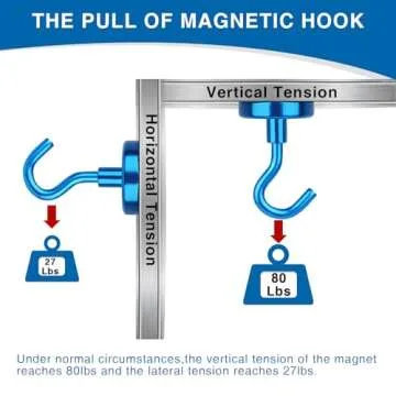 LOVIMAG Cruise Must Haves, 80Lb Magnet Hooks, Blue Cruise Magnets for Door, Classroom Must Haves, Travel Accessories Must Haves, Cruise Door Magnets, Magnetic Hooks for Hanging-6Pack