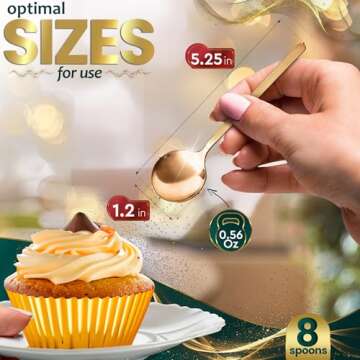 5" Gold Coffee Spoons 8Pcs 5.25" - Gold Tea Spoons Small Coffee Spoons for Coffee Bar - Espresso Spo...