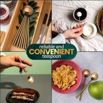 5" Gold Coffee Spoons 8Pcs 5.25" - Gold Tea Spoons Small Coffee Spoons for Coffee Bar - Espresso Spoons Dessert Spoons for Tea - Coffee Stirring Spoon 5 in Small Gold Spoons for Coffee Small Spoons