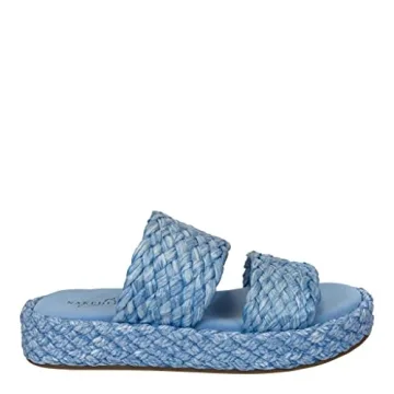 naked Feet Women's SANTORINI Espadrille Sandal, LIGHT BLUE, 7.5