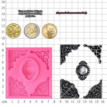 Funshowcase Cameo with Curlicues Scroll Fondant Silicone Mold for Sugarcraft, Cake Decoration, Cupcake Topper, Chocolate, Pastry, Cookie Decor, Jewelry, Polymer Clay, Epoxy Resin, Crafting Projects