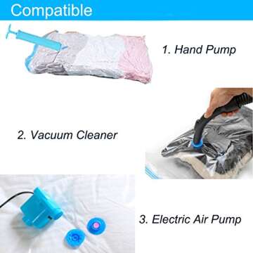 Vacuum Storage Bags Space Saving Bags for Comforters Clothes Pillow Bedding Blanket Storage, Free Travel Hand Pump Included (4 Pack - 2 Jumbo + 1 Large + 1 Medium)