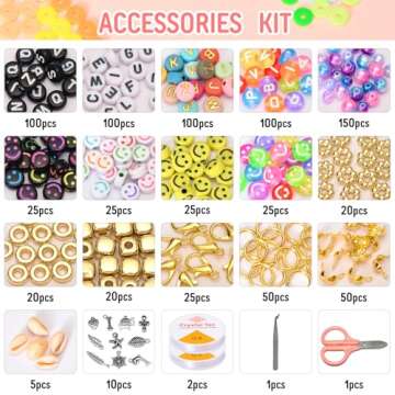 Ilootm Friendship Bracelet Kit, 16800pcs, 96 Colors Polymer Clay Beads & 24 Colors Glass Seed Beads, 400 Letters Beads，Bracelet Making Kit for DIY Jewelry Making&Friendship Bracelet Making