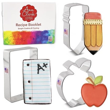 Back to School & Teacher Appreciation Cookie Cutters 3-Pc. Set Made in the USA by Ann Clark, Apple, ...