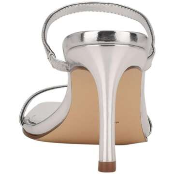 Calvin Klein Women's Halena2 Heeled Sandal, Silver, 5