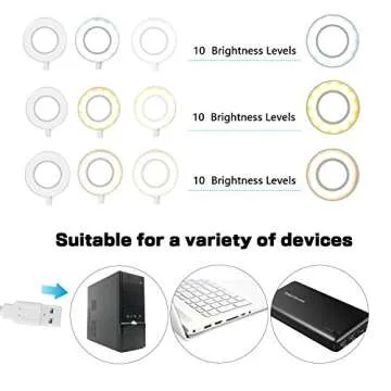 UBeesize Selfie Ring Light with Cell Phone Holder Stand for Live Stream/Makeup, Clip on, Flexible Arms (White)
