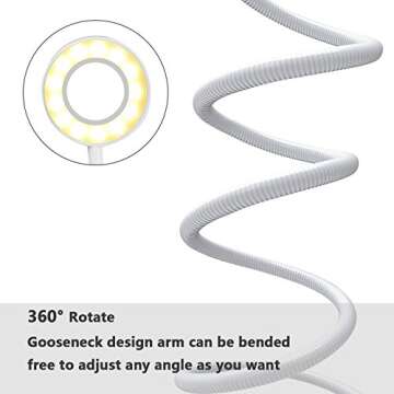 UBeesize Selfie Ring Light with Cell Phone Holder Stand for Live Stream/Makeup, Clip on, Flexible Arms (White)