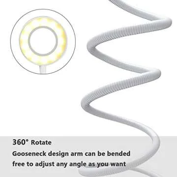 UBeesize Selfie Ring Light with Cell Phone Holder Stand for Live Stream/Makeup, Clip on, Flexible Arms (White)