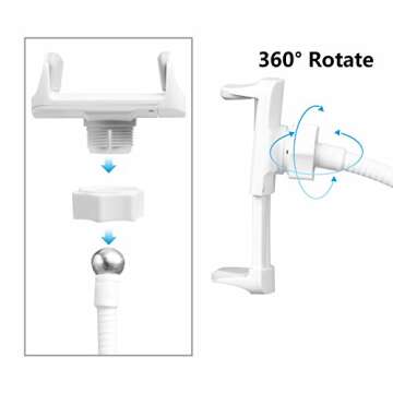 UBeesize Selfie Ring Light with Cell Phone Holder Stand for Live Stream/Makeup, Clip on, Flexible Arms (White)