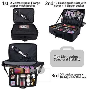 Oewoer Travel Makeup Case - Large Capacity & Portable