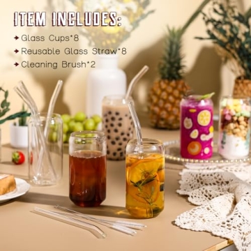 Stunning 8pcs Glasses with Straws Set for All Drinks