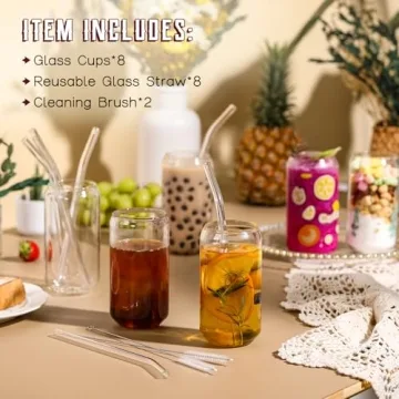 Stunning 8pcs Glasses with Straws Set for All Drinks